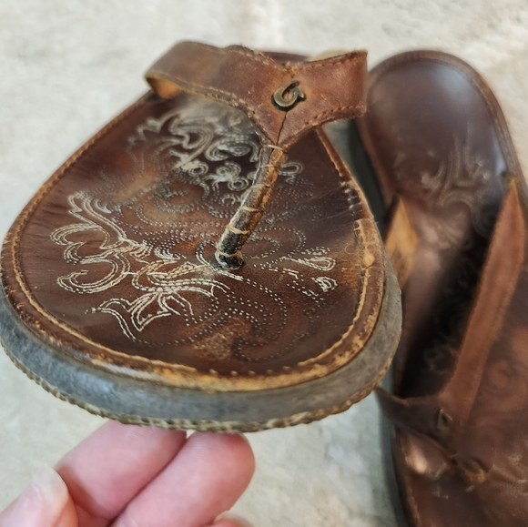 Olukai Paniolo Flip Flops Womens US Women's 9 Sandals Distressed Leather Slides - Picture 3 of 6